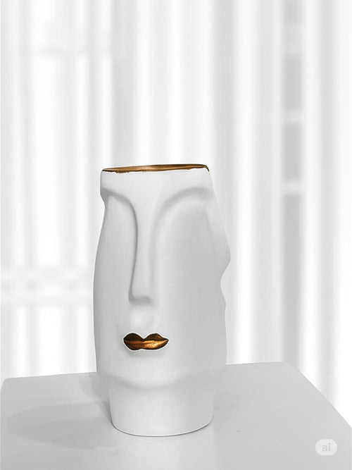 Abstract Two-Faced Ceramic Vase_ Artistic Decor