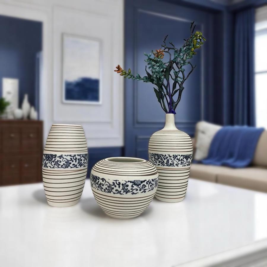 Indigo Lined Ceramic Vases