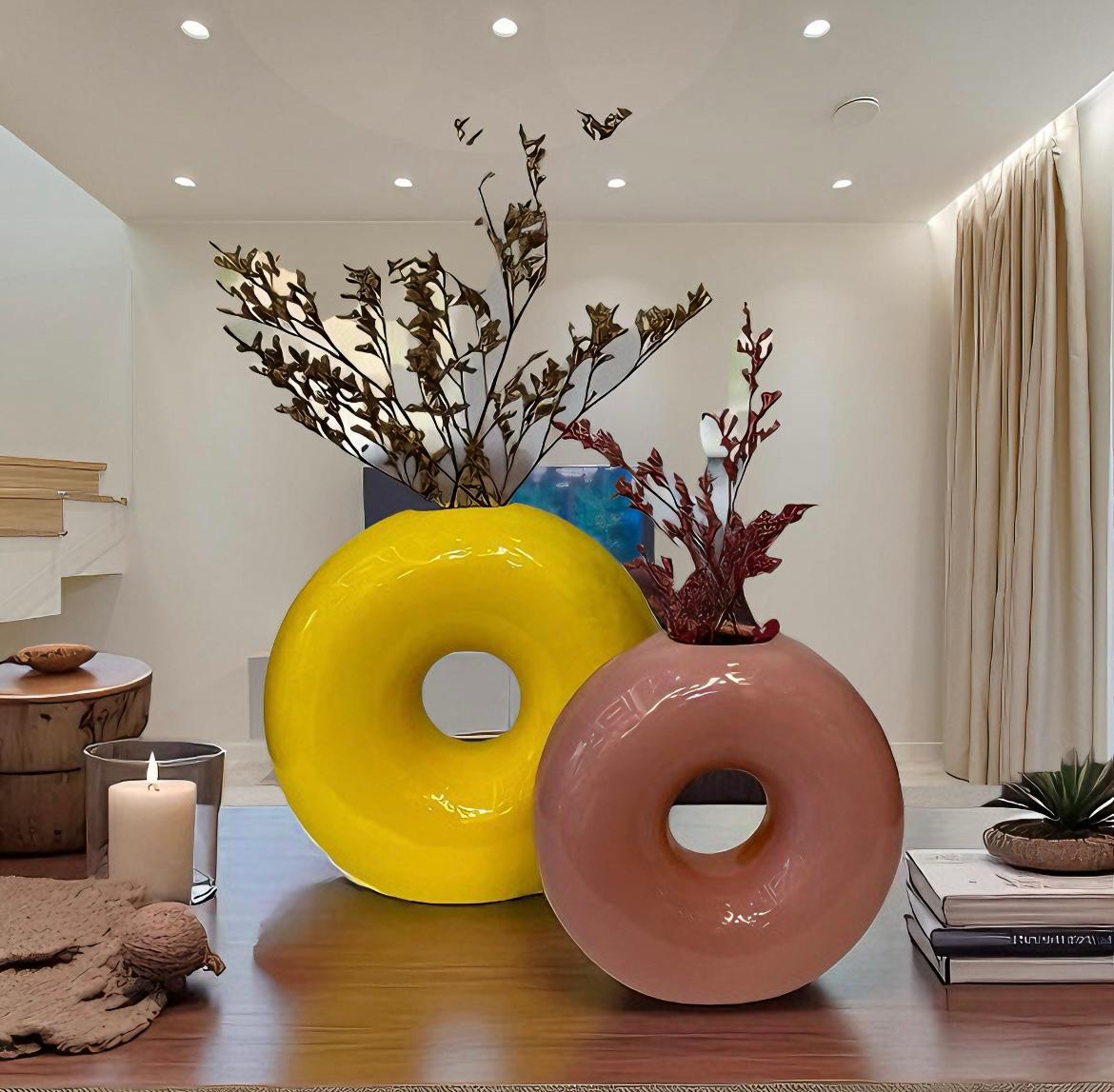 Modern Minimalist Ceramic Donut Vase