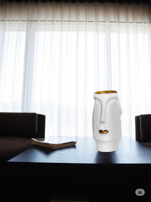 Abstract Two-Faced Ceramic Vase_ Artistic Decor