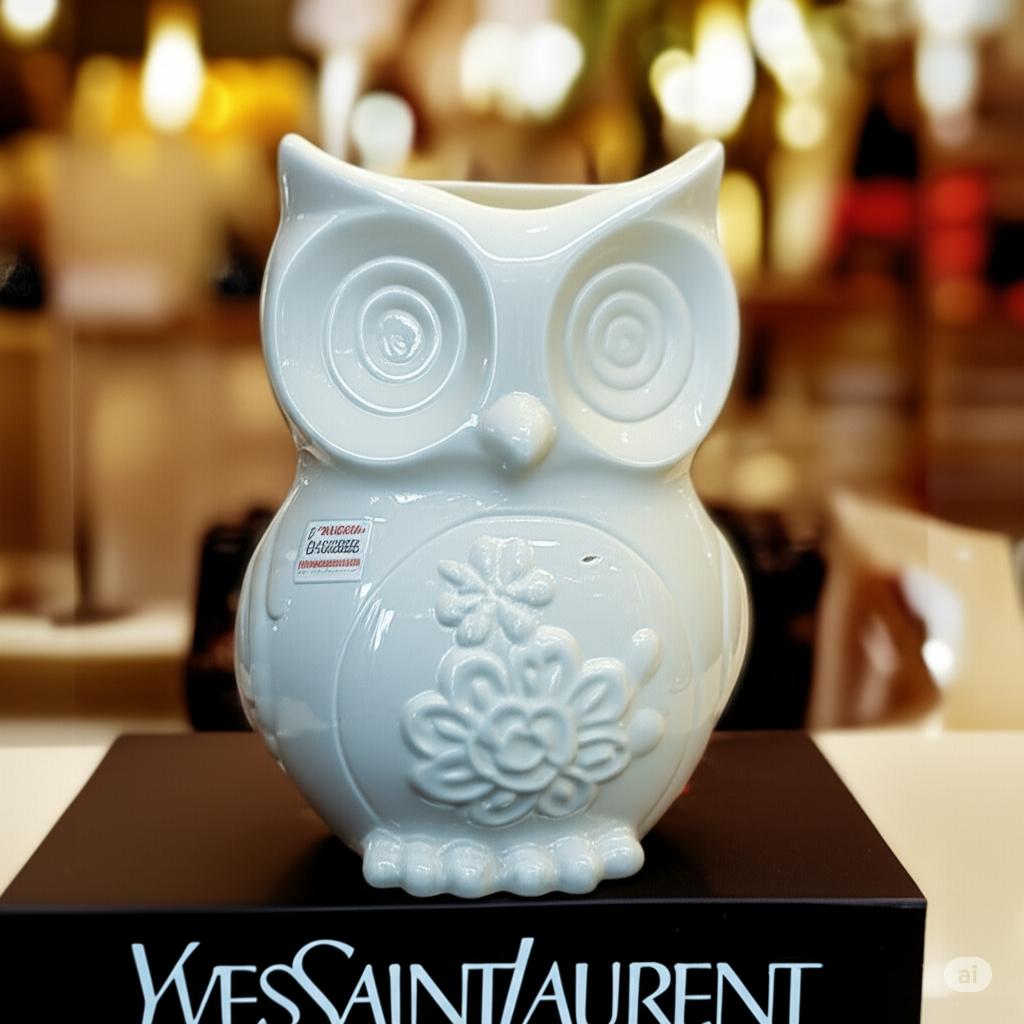 White Ceramic Owl Vases/Planters_Elegant Decor