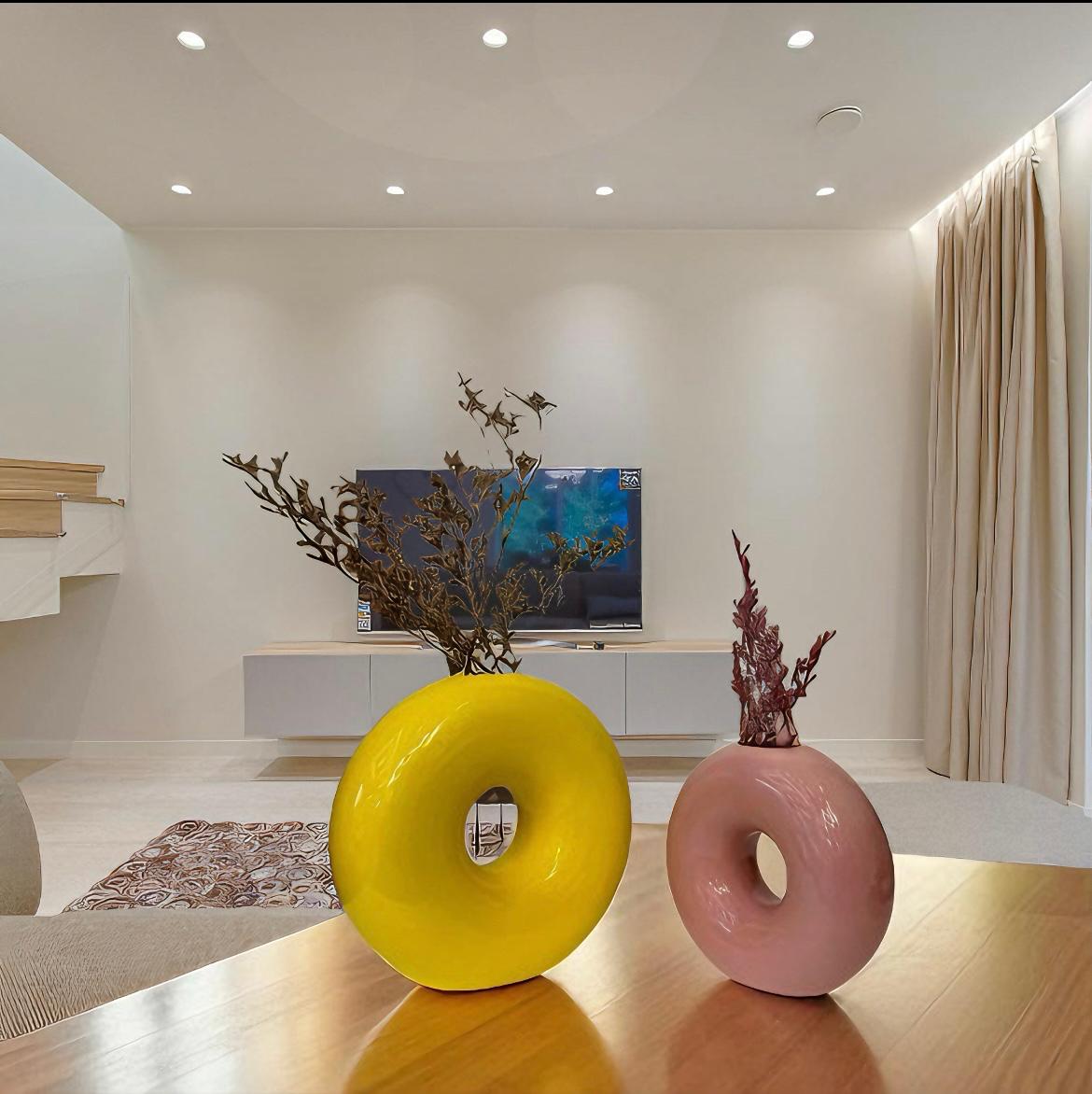 Modern Minimalist Ceramic Donut Vase