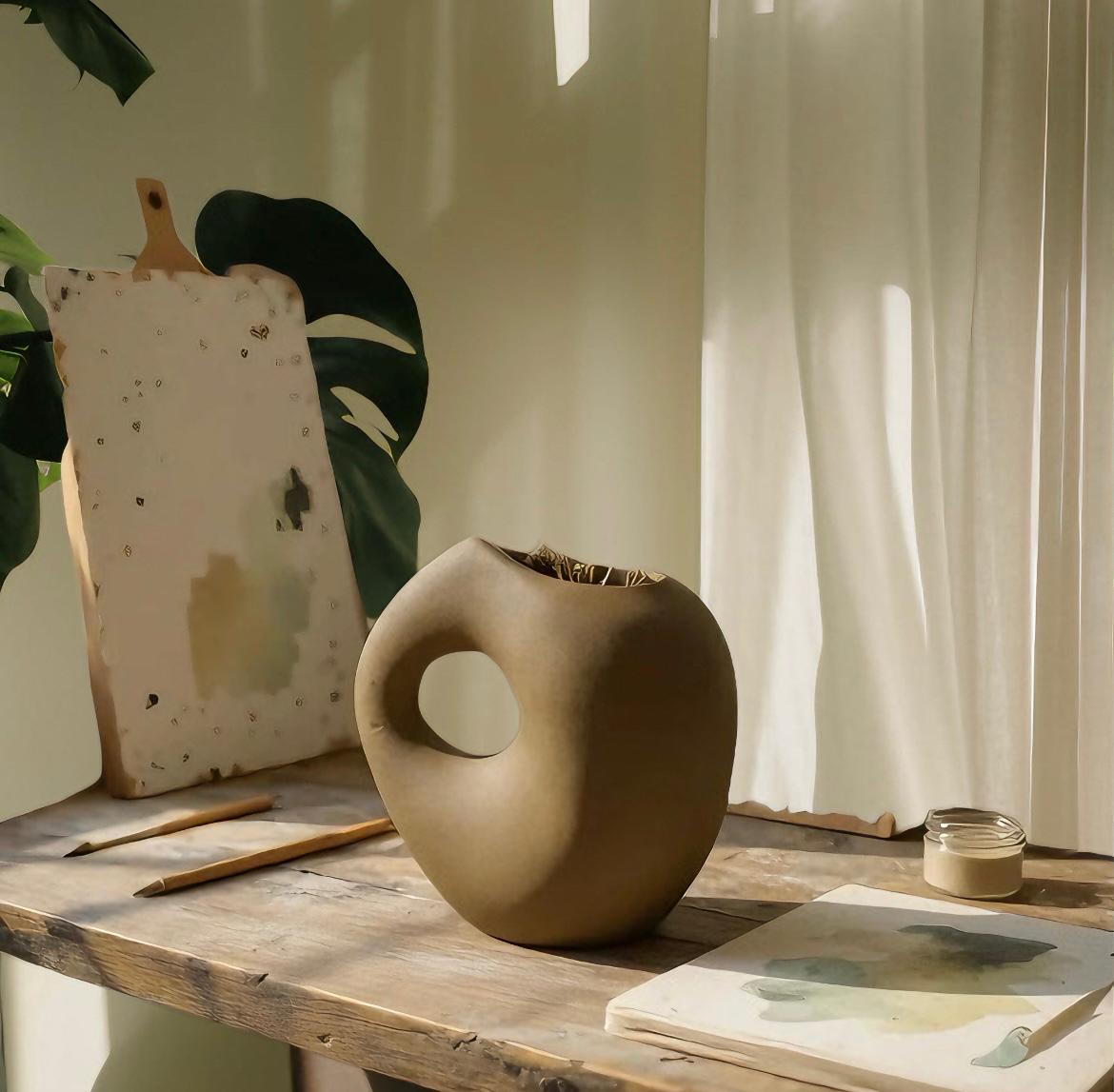 Classic Cofee Brown Ceramic Vase