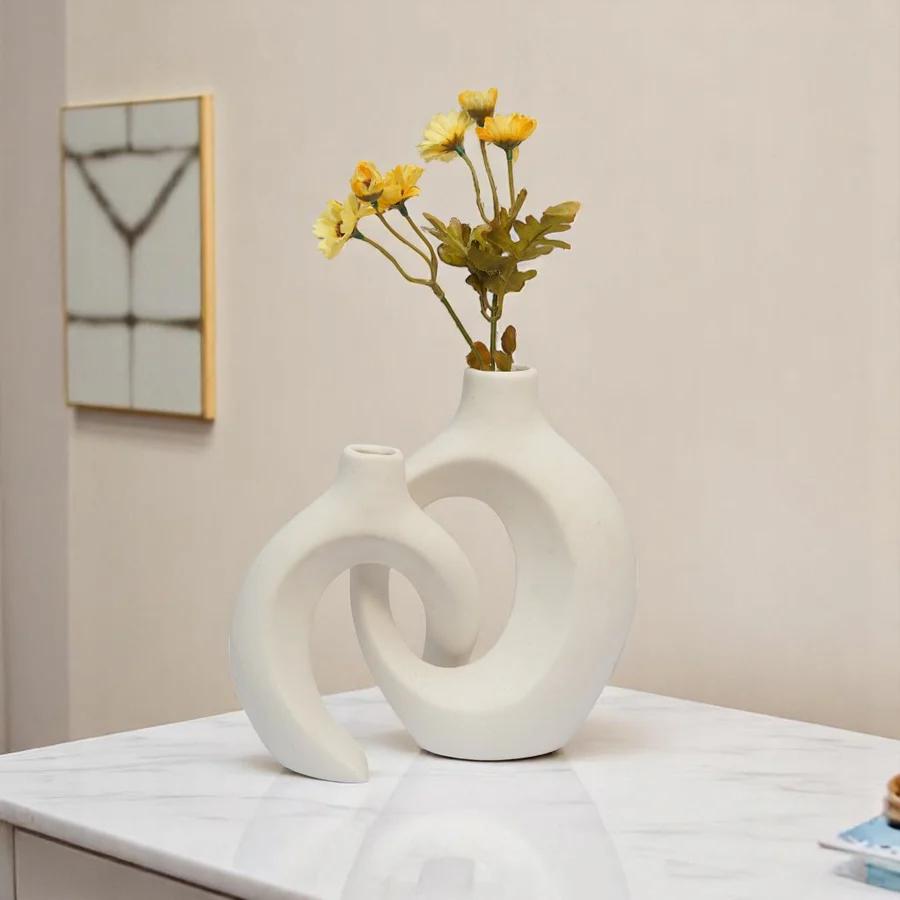 Nordic Bohemian Style White Ceramic Vase
