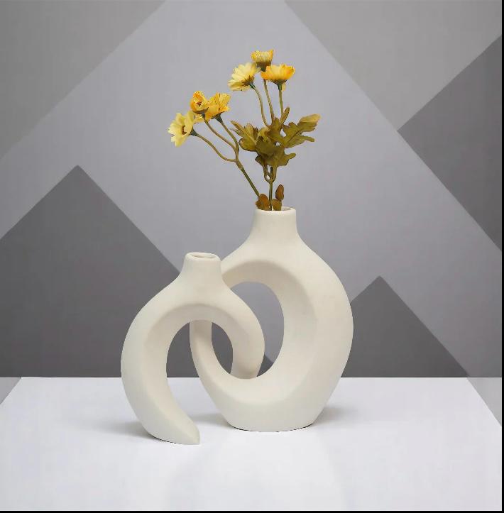 Nordic Bohemian Style White Ceramic Vase