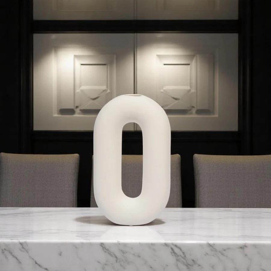 European Nordic Ring style White Ceramic Vases