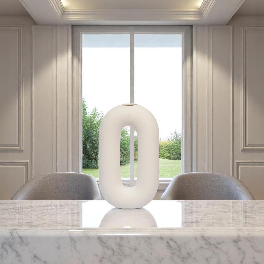 European Nordic Ring style White Ceramic Vases
