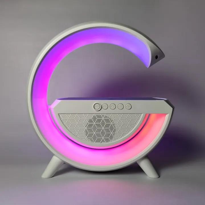 G Shaped RGB Lamp_ Bluetooth Speaker With Wireless Charger & Digital Clock
